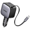 UGREEN 55212B CAR CHARGER WITH RETRACTABLE CABLE 60W PD 3.0