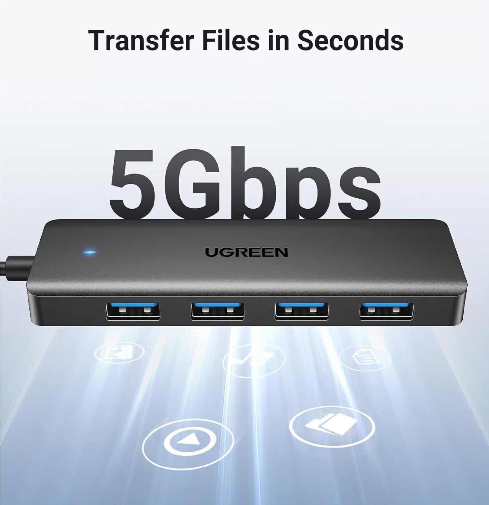 Ugreen 25851 USB 3.0 Hub, 4 Ports USB A Splitter Ultra-Slim