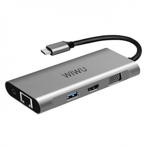 WIWU Alpha 11in1 A11312H USB C Docking Station With 3xUSB, 2xHDMI 3.5mm Audio VGA RJ45 Card Reader