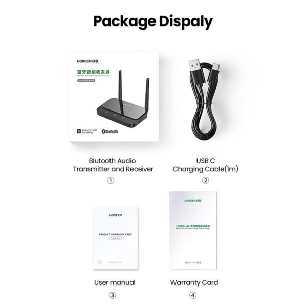UGREEN 20140 BLUTOOTH 5.0 AUDIO RECEIVER & TRANSMITTER 100M LONG