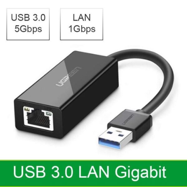 UGREEN 20256 USB 3.0 Gigabit Ethernet Adapter (Black)