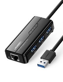 UGREEN 20265 USB 3.0 3 Port Hub Ethernet Adapter
