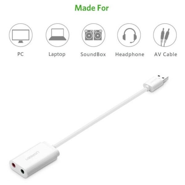 Ugreen 30143 USB 2.0 External 3.5 mm Sound Card Adapter