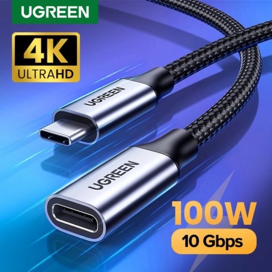 UGREEN 30205 USB C Extension Cable 1M USB 3.1 Type C to Type C Male to Female Gen2 10Gbps