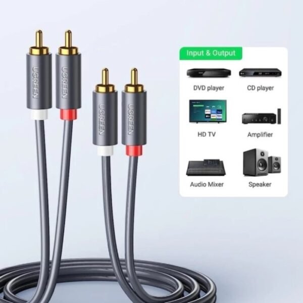UGREEN 30747 2RCA MALE TO 2RCA MALE CABLE 1M