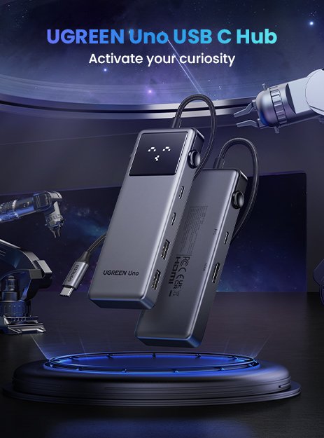 UGREEN 35998 Uno 6-in-1 USB-C Hub with 10Gbps USB-C & USB-A Data Ports 4K@60Hz HDMI
