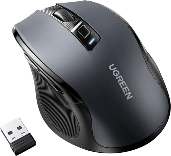 UGREEN 45012 Wireless Mouse, Upgrade 2.4G Ergonomic Optical Mouse, 1600 DPI, 3 DPI Adjustable, 5 Buttons, Silent Click