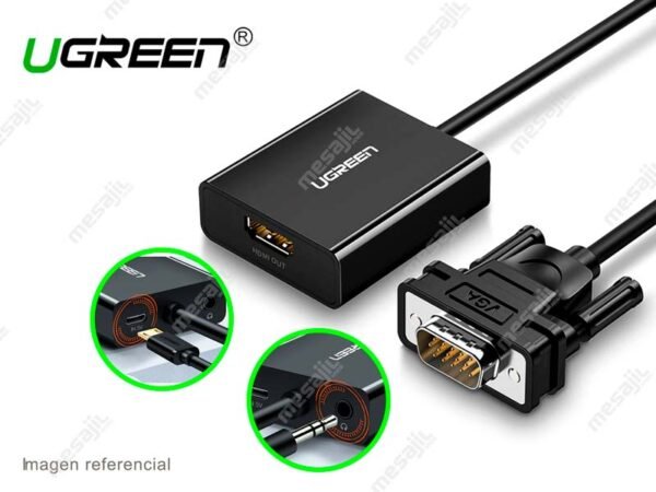 UGREEN 50945 VGA TO HDMI ADAPTER WITH AUDIO 1080P 60HZ