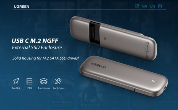 Ugreen 60355 M.2 USB 3.1 Type-C SATA NGFF SSD External SSD Enclosure
