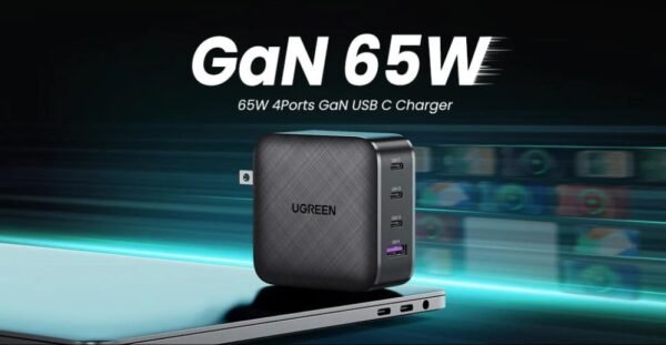 UGREEN 70774 GAN X PD FAST CHARGER 65W Compatible with MacBook Pro/Air, Dell XPS 13, iPad Pro, iPhone 14/14 Pro/14 Pro Max/13, Galaxy S22