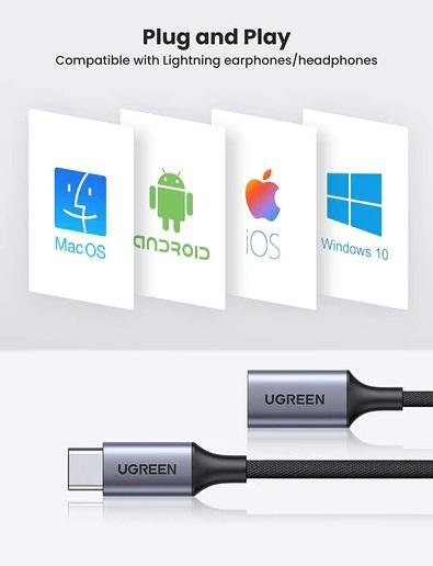 UGREEN 70953 USB-C TO LIGHTNING FEMALE AUDIO ADAPTER