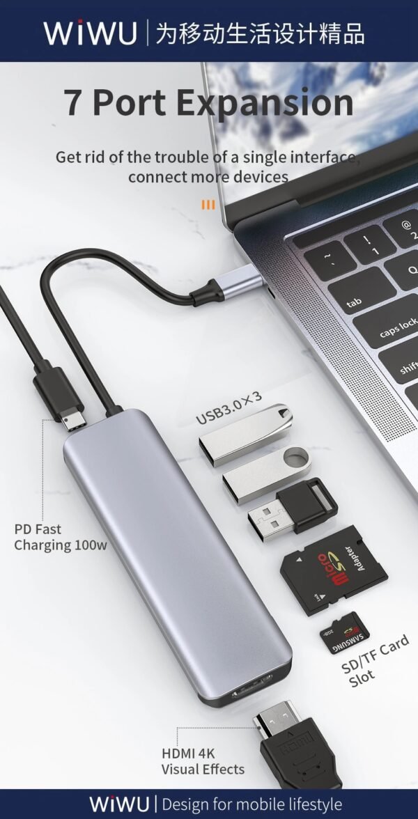 WiWU Alpha 731HC Usb C Hub 7-in-1