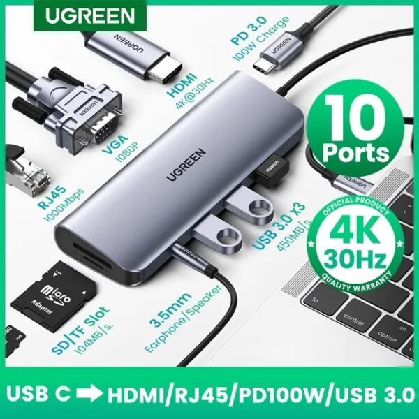 UGREEN 80133 10-IN-1 USB-C To MULTIFUNCTION ADAPTER