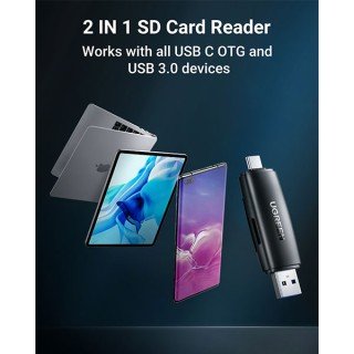 UGREEN 80191 USB-C&USB-A TO SD + TF 2-in-1 3.0 Card Reader OTG