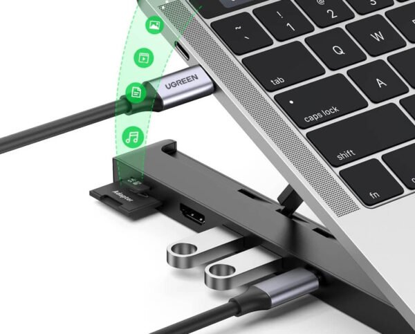 Ugreen 80551 USB-C to 2*USB3.0 HDMI SD TF Card Reader Docking Station Laptop Stand