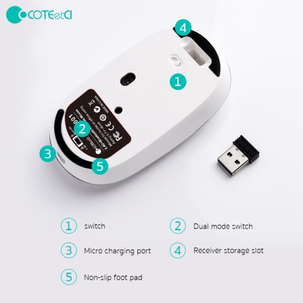 Coteci 84001-TS Universal Bluetooth+Wireless Mouse