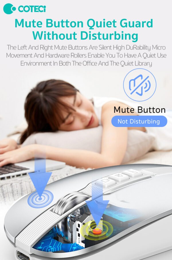 Coteci 84009-TS Dual Mode Bluetooth+Wireless Mouse Silent Ultra Thin