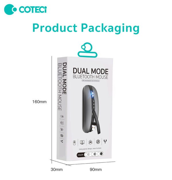Coteci 84009-TS Dual Mode Bluetooth+Wireless Mouse Silent Ultra Thin