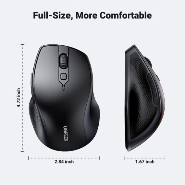 Ugreen 90395 Silent Wireless Mouse Ergonomic, 2400DPI, Wireless 2.4G, Bluetooth 5.0