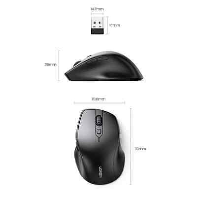 Ugreen 90395 Silent Wireless Mouse Ergonomic, 2400DPI, Wireless 2.4G, Bluetooth 5.0