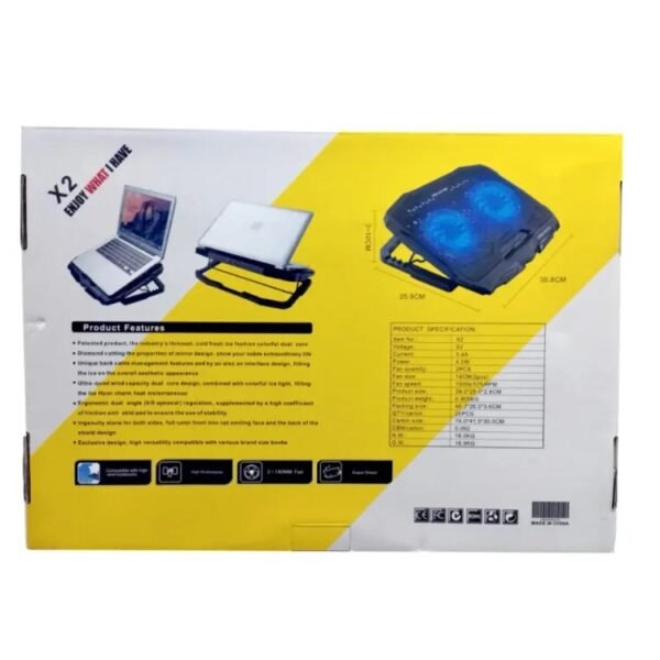 X2 Dual Fans USB Laptop Cooling Pad Gaming Stand
