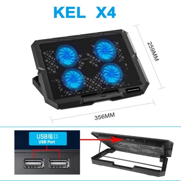 X4 Cooling Pad for Laptop up to 15″ with 4 Fans