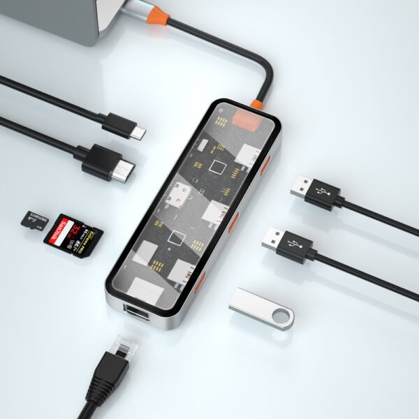 WIWU CYBER 8 IN 1 TRANSPARENT USB-C HUB