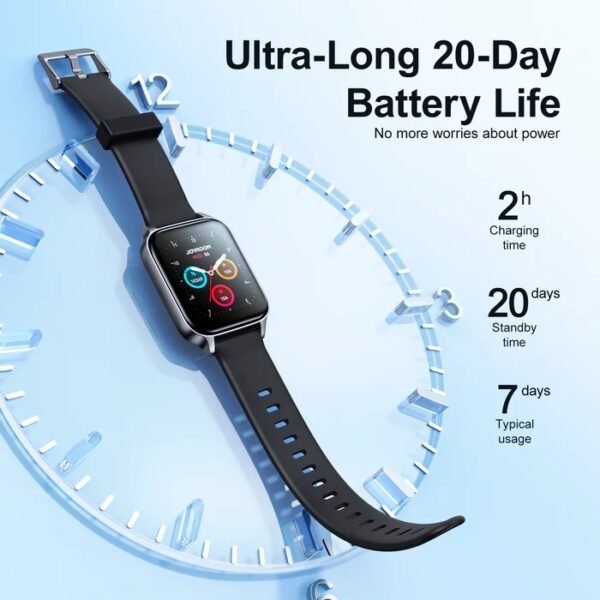 Joyroom JR-FT3 Waterproof IP68 Smart Watch With 20mm Silicone Black Strap