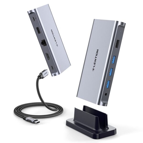 LENTION D53s 9in1 USB C Docking Station with 100W PD, 4K HDMI, Gigabit Ethernet, USB 3.0/2.0, Aux Adapter