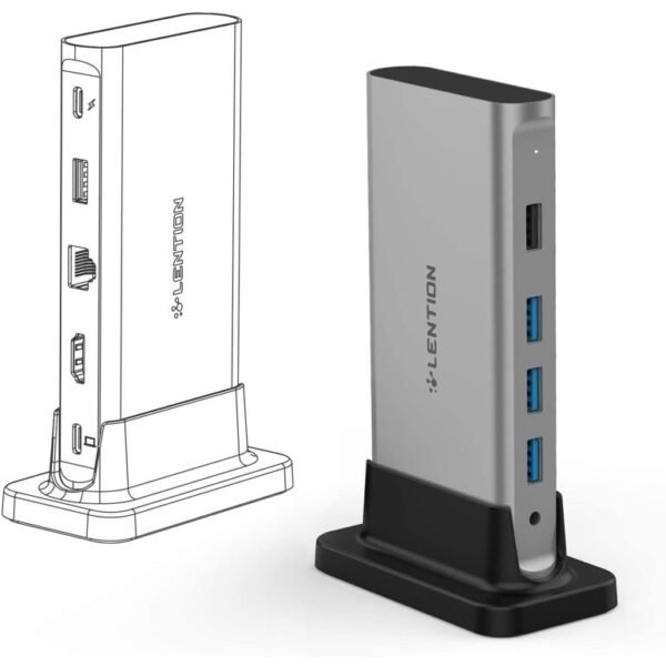 LENTION D53s 9in1 USB C Docking Station with 100W PD, 4K HDMI, Gigabit Ethernet, USB 3.0/2.0, Aux Adapter