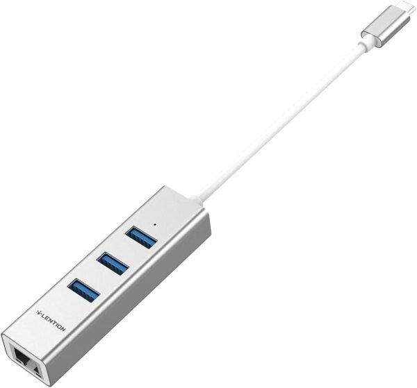 LENTION USB-C to 3-Port USB 3.0 Hub with Gigabit Ethernet
