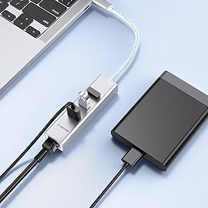 LENTION USB-C to 3-Port USB 3.0 Hub with Gigabit Ethernet