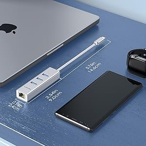 LENTION USB-C to 3-Port USB 3.0 Hub with Gigabit Ethernet