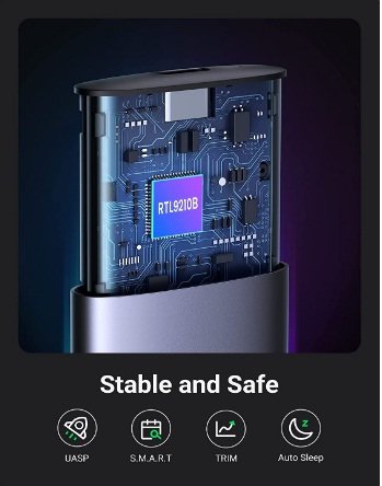 UGREEN 90264 M.2 NVME/SATA SSD Enclosure Adapter 10Gbps