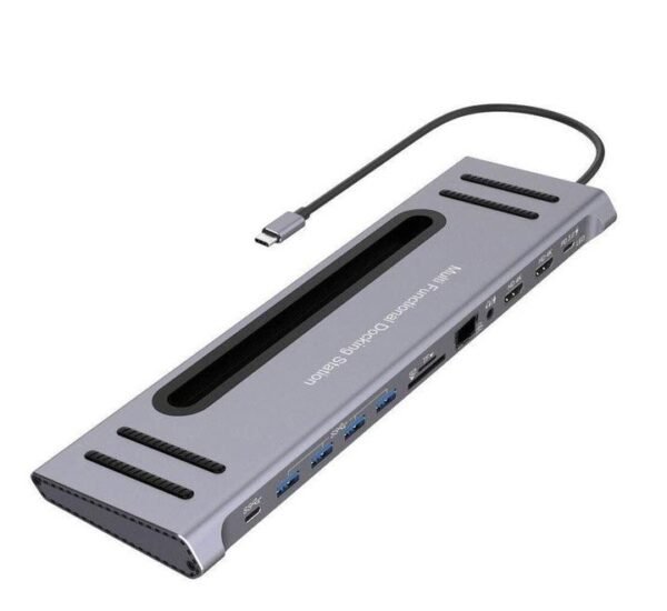 ONTEN 12in1 OTN-9199 USB C to Dual 4K HDMI Adapter, USB C HUB Dual Monitor for Windows 4KHDMI*2,100WPD SD/TF,USB3.0,USB C, Ethernet,Laptop Docking Station