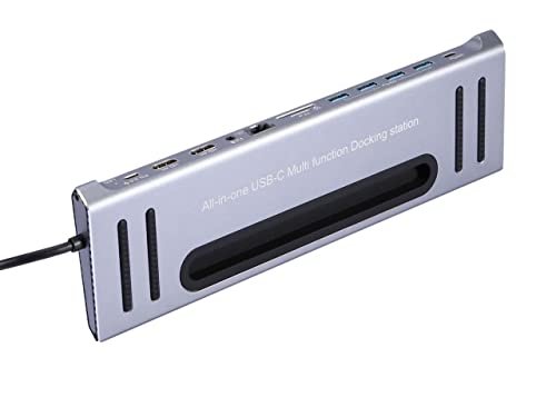 ONTEN 12in1 OTN-9199 USB C to Dual 4K HDMI Adapter, USB C HUB Dual Monitor for Windows 4KHDMI*2,100WPD SD/TF,USB3.0,USB C, Ethernet,Laptop Docking Station