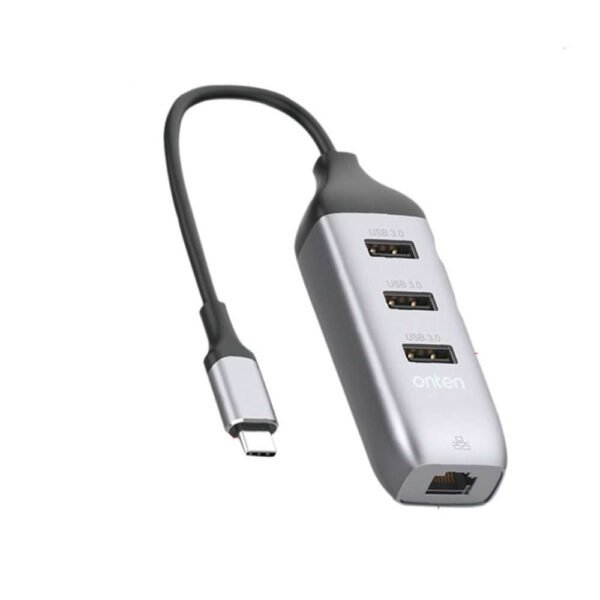 ONTEN OTN-95118R USB-C to Gigabit Ethernet Adapter + 3Port USB3.0 HUB