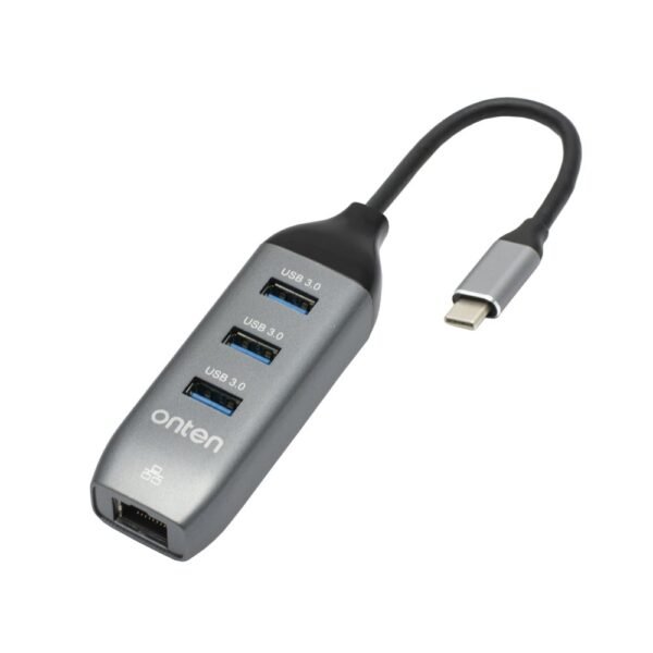 ONTEN OTN-95118R USB-C to Gigabit Ethernet Adapter + 3Port USB3.0 HUB