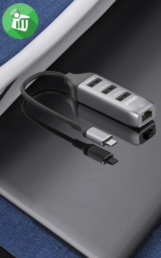 ONTEN OTN-95118R USB-C to Gigabit Ethernet Adapter + 3Port USB3.0 HUB