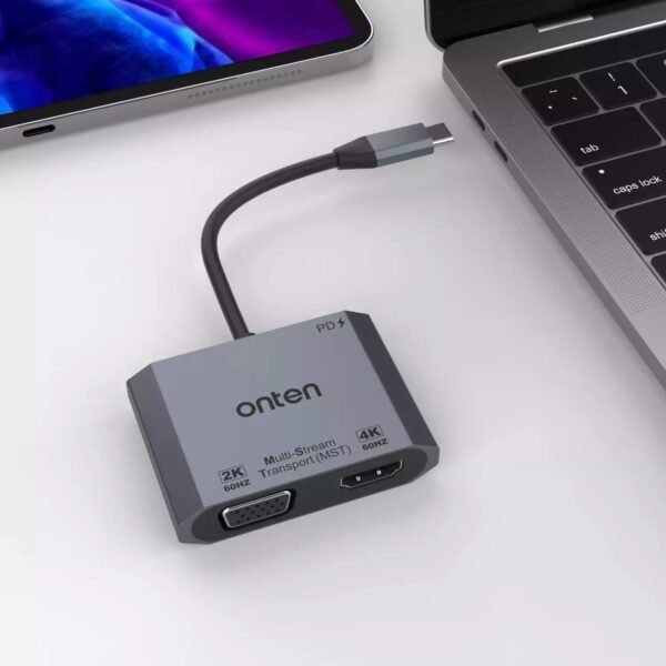ONTEN OTN-M205 3in1 USB-C to HDMI+VGA+PD Adapter, 1080P VGA and 4K HDMI