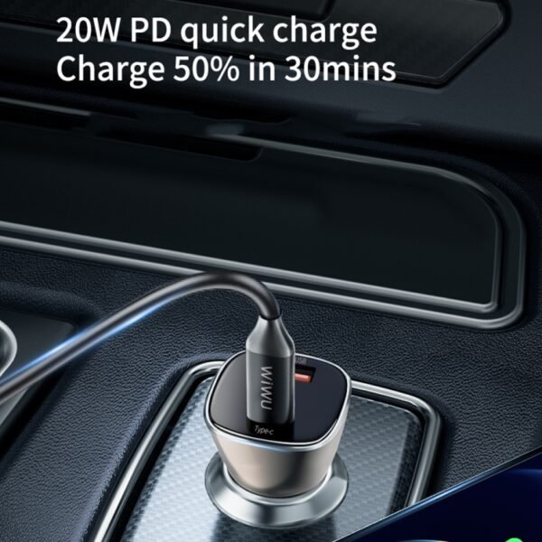 Wiwu PC500 72W PD QC3.0 Ultra Fast Charging Supported Digital Display Car Charger Head