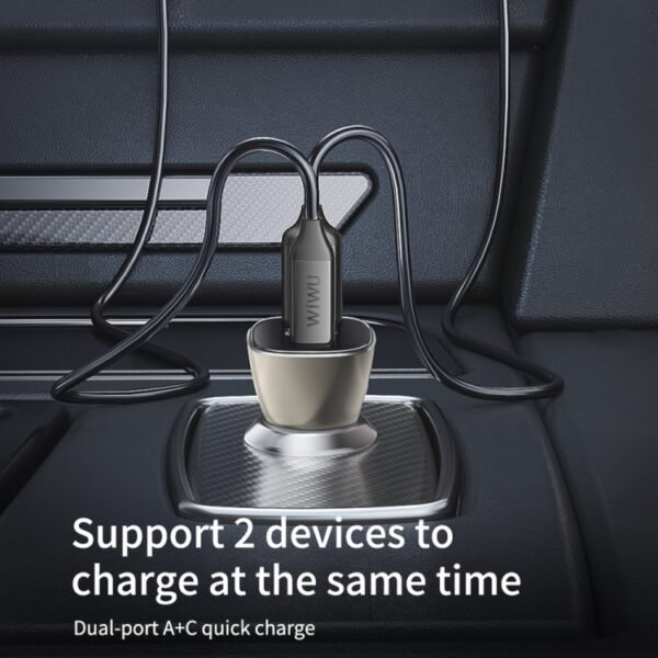 Wiwu PC500 72W PD QC3.0 Ultra Fast Charging Supported Digital Display Car Charger Head