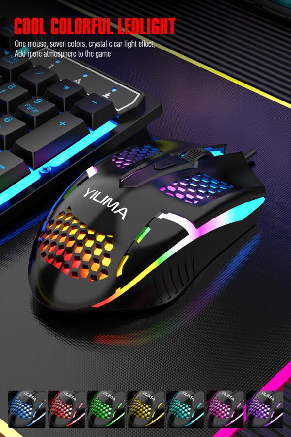 Yilima QS103 Colorful RGB Light Wired Gaming Mouse