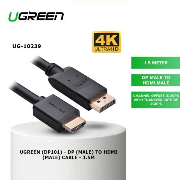 UGREEN 10239 4K UHD DP TO HDMI CABLE 1.5M