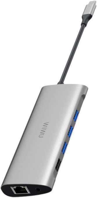 Wiwu Type C to 11 in 1 Lan+Type C+Sd+Tf+Usb 3.0 4+Audio+Hdmi+Vga