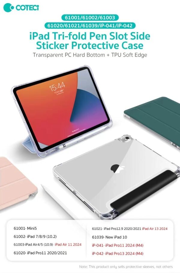 COTECi Three-fold Pen slot TPU Protective case for iPad