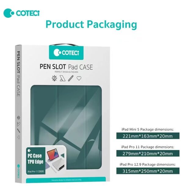 COTECi Three-fold Pen slot TPU Protective case for iPad