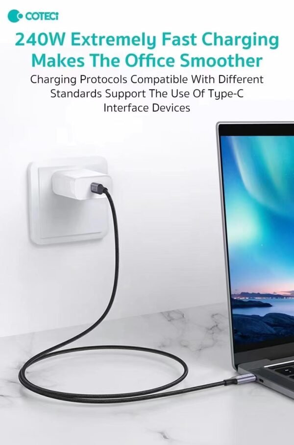 Coteci Usb3.2 Gen2 Full Funcation Cable 240W Braided 2M
