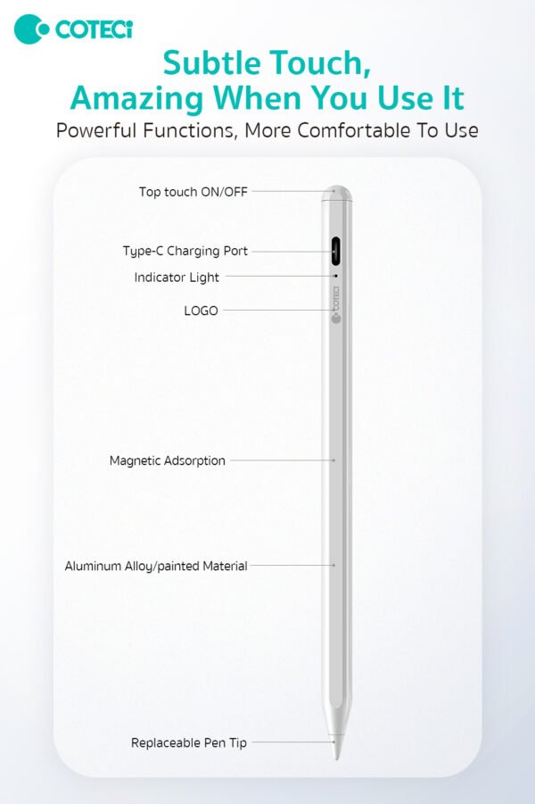 COTECi P6 stylus for iPad, Apple pencil Magnetic