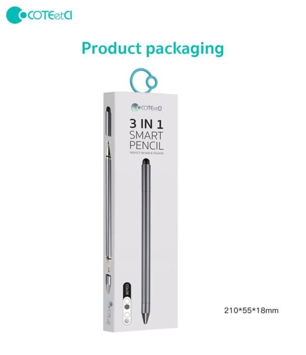 Coteci 3in1 Capacitive Stylus Pen Compatible with All Touch Screens